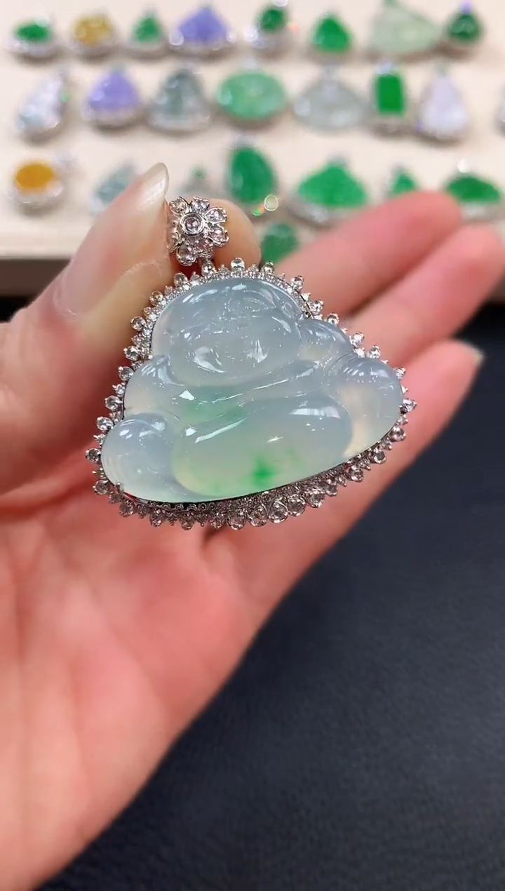 【闪购商品】翡翠吊坠(不含链)18K金镶嵌b138     