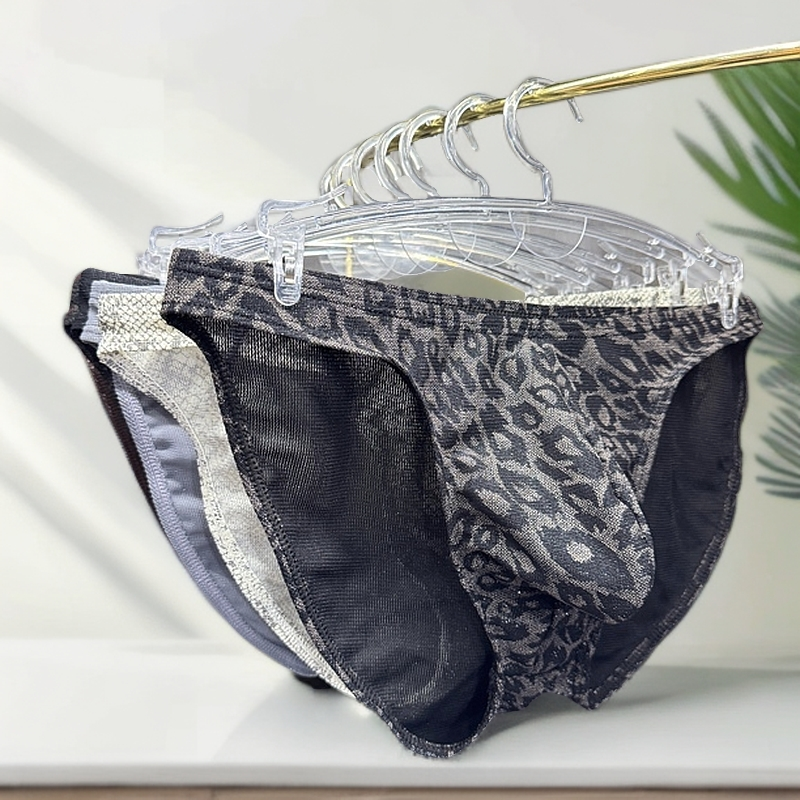 速干沙线亮面特殊面料男低腰三角内裤运动透气舒适大囊袋激凸内裤