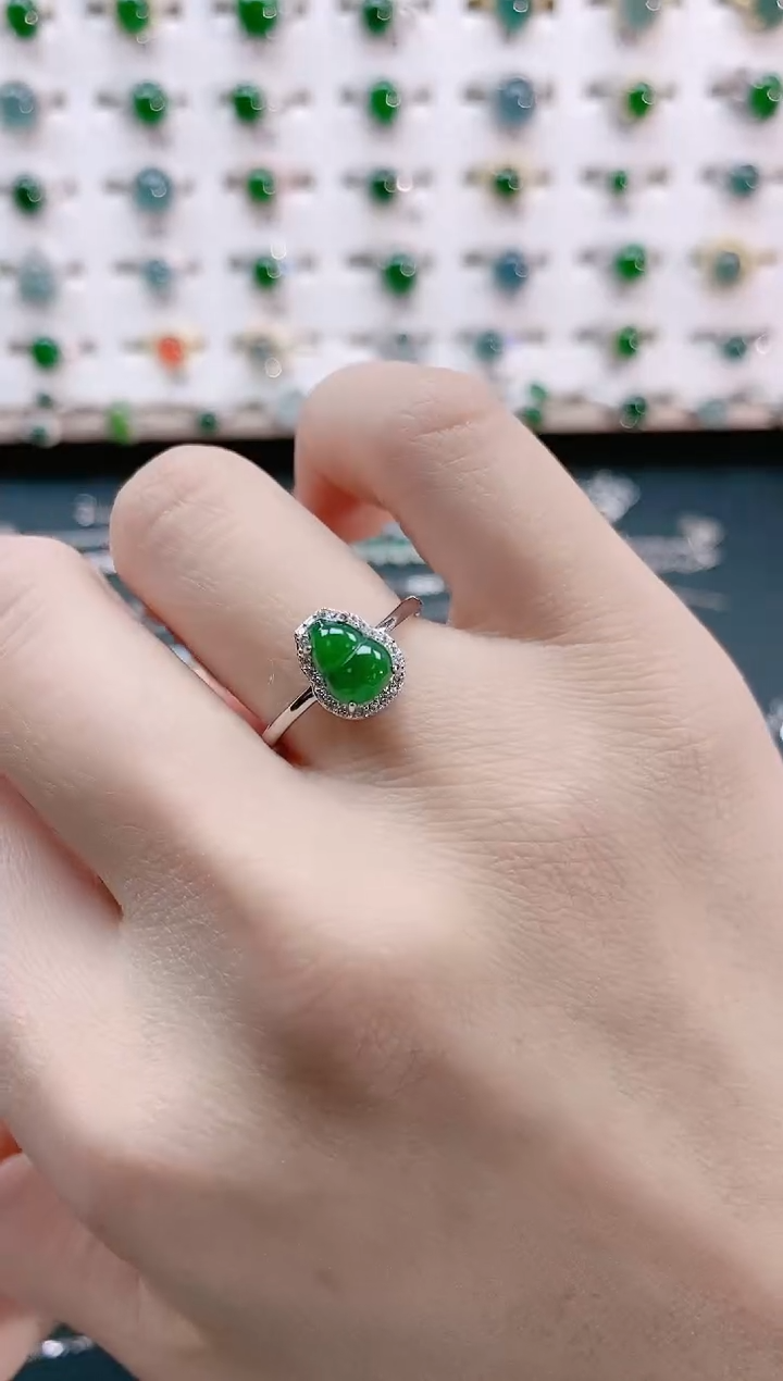 【闪购商品】翡翠戒指银S925镶嵌天然翡翠