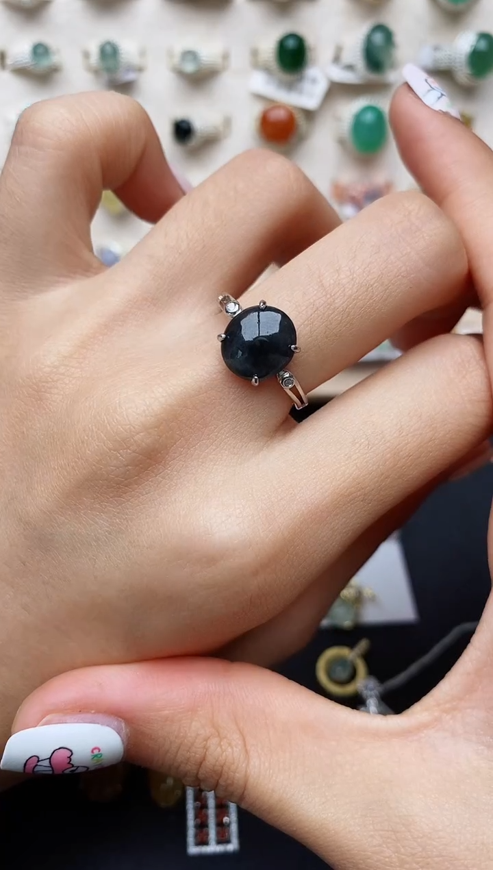 【闪购商品】翡翠戒指银S925镶嵌缅甸翡翠