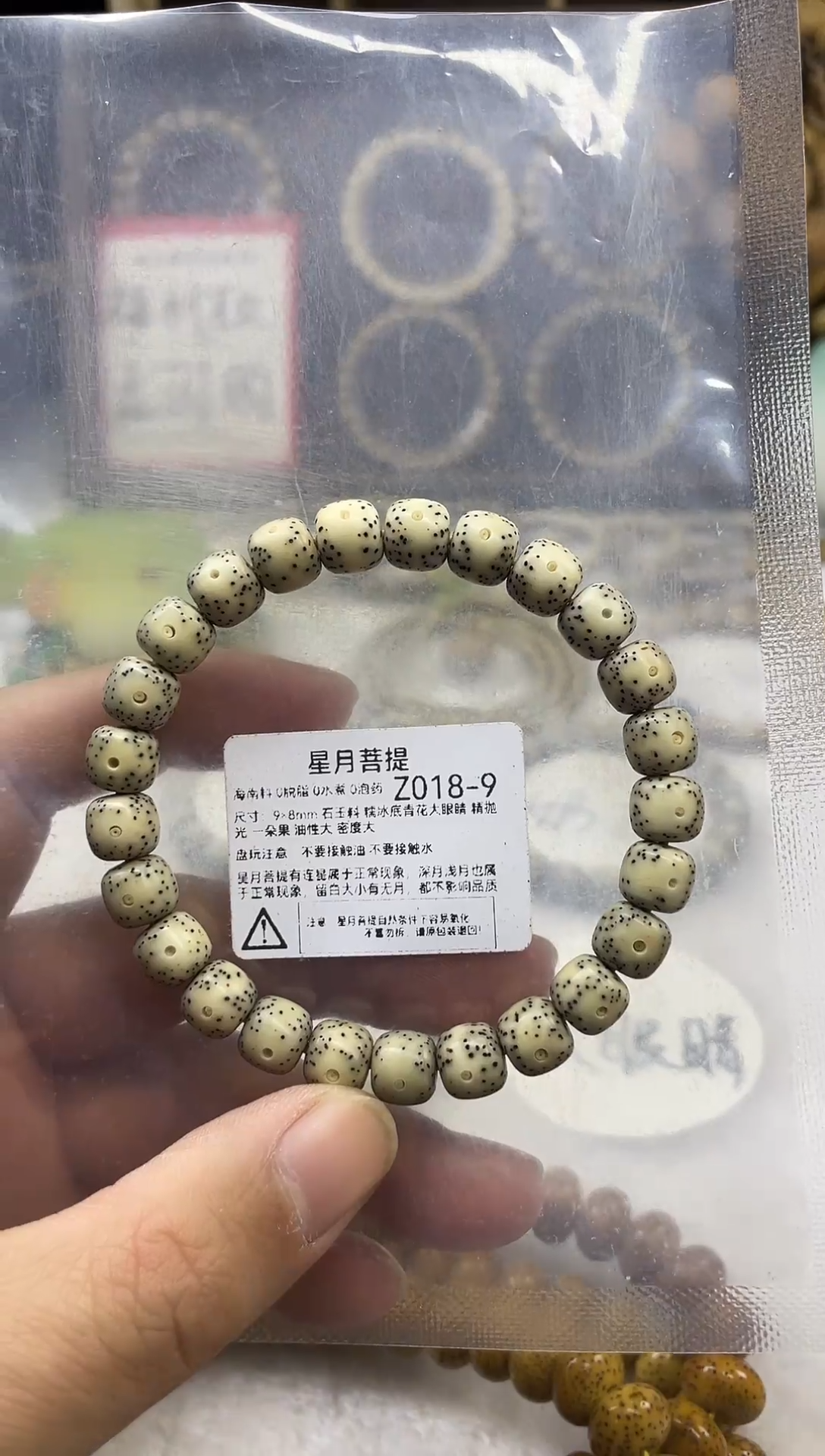 手串星月菩提Z018-9 9*8糯冰底青花大眼睛