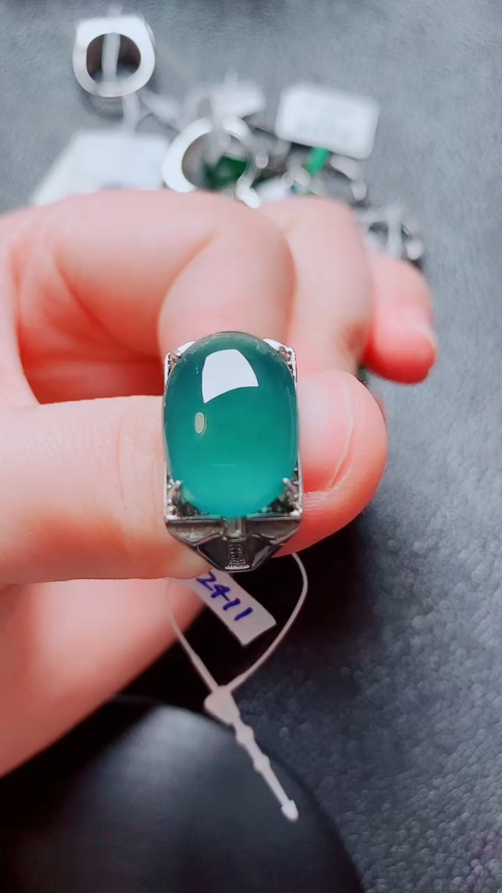 银S925镶嵌戒指翡翠翡翠