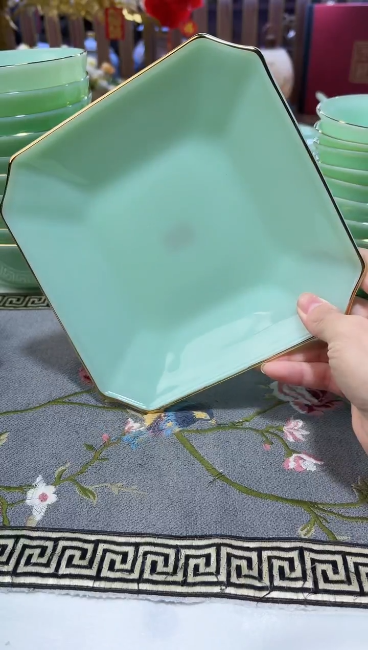 玉瓷7.5英寸方深盘10个景德镇陶瓷