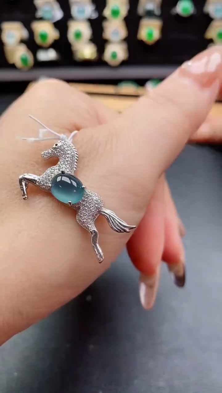 吊坠(赠链)银S925镶嵌翡翠1