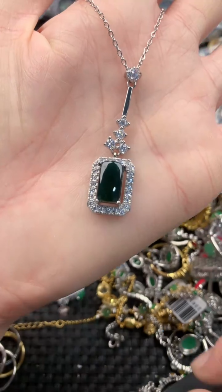 银S925镶嵌戒指翡翠444     1