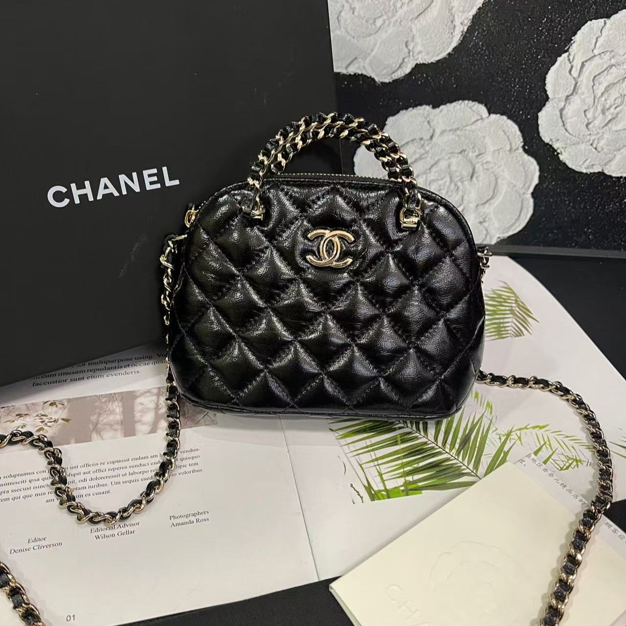 99新 Chanel/香奈儿 黑金芯片24B贝壳单肩包B1297