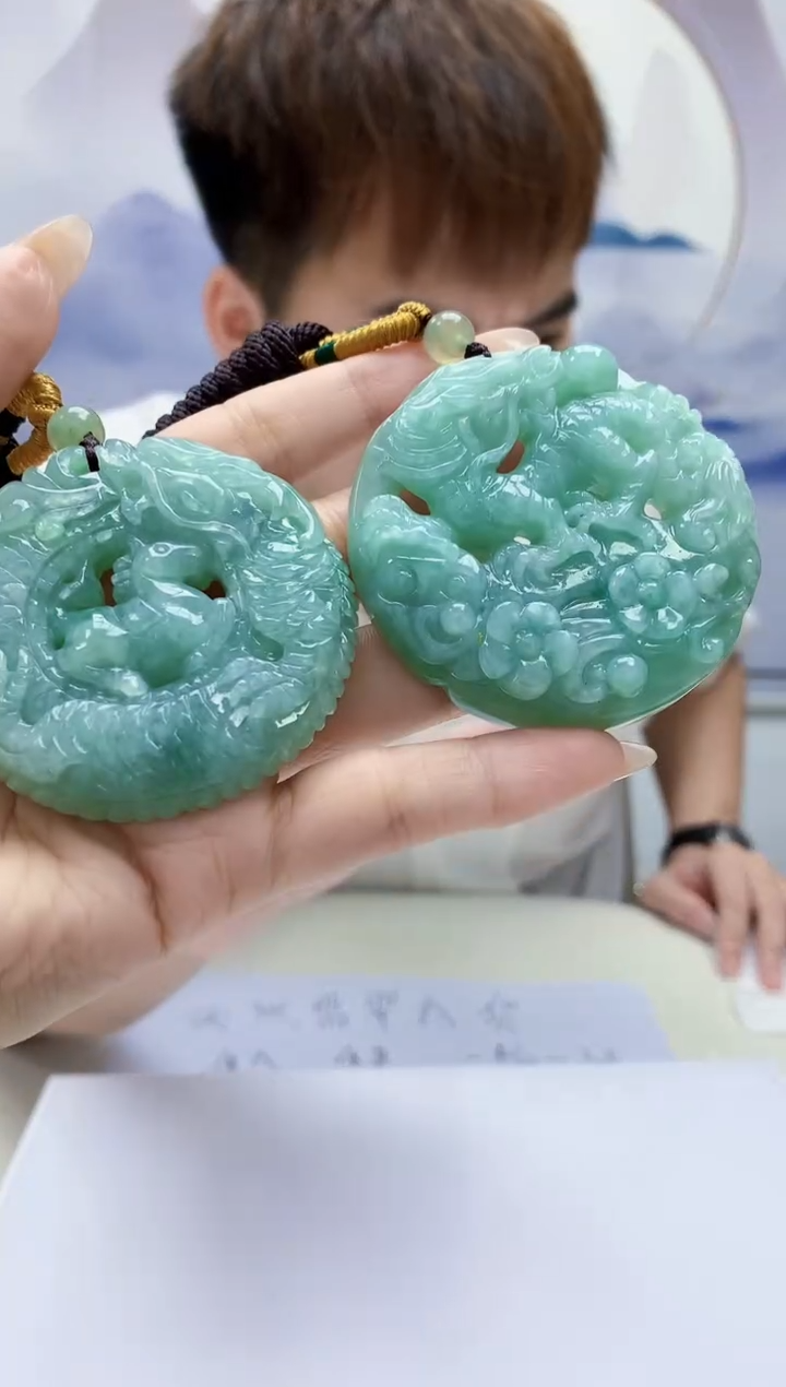 定制翡翠未镶嵌4868xx-毛货挂件一对161