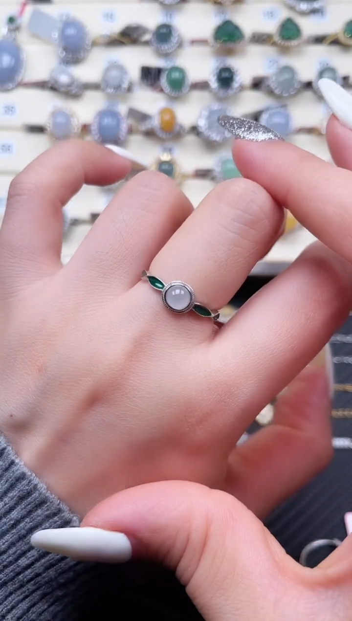 【闪购商品】翡翠戒指银S925镶嵌戒指11