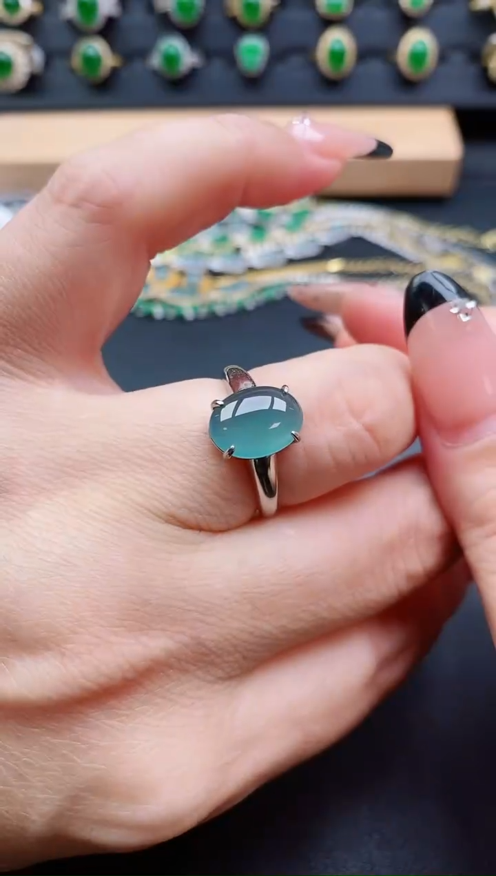 银S925镶嵌戒指翡翠1