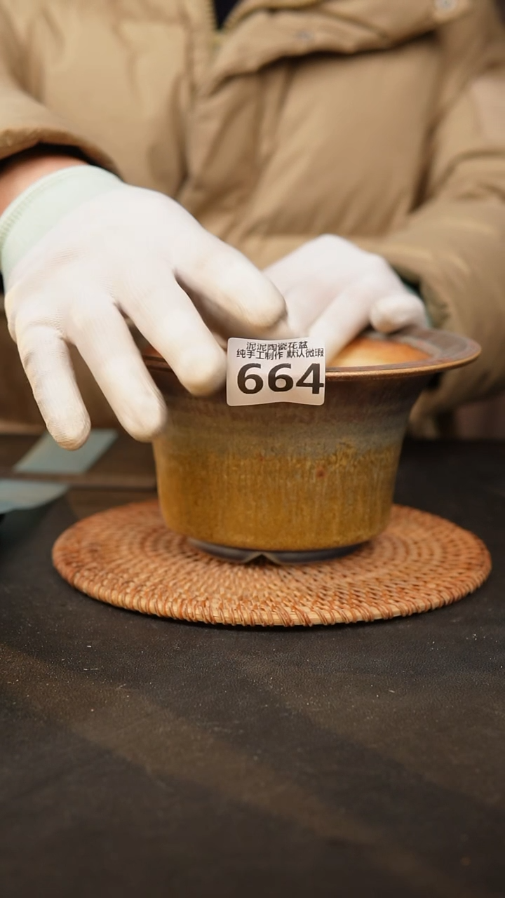 【闪购商品】瓷片664泥泥手工花盆