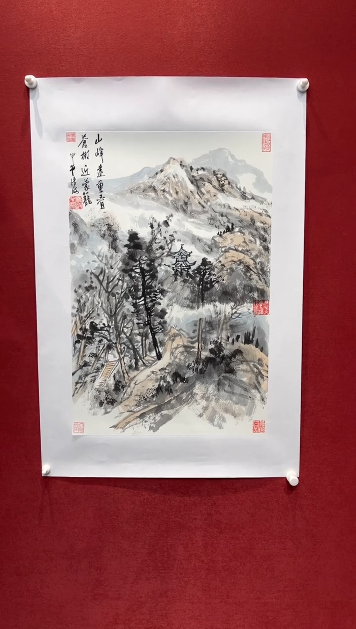 【闪购商品】国画山峰-四开三-托底