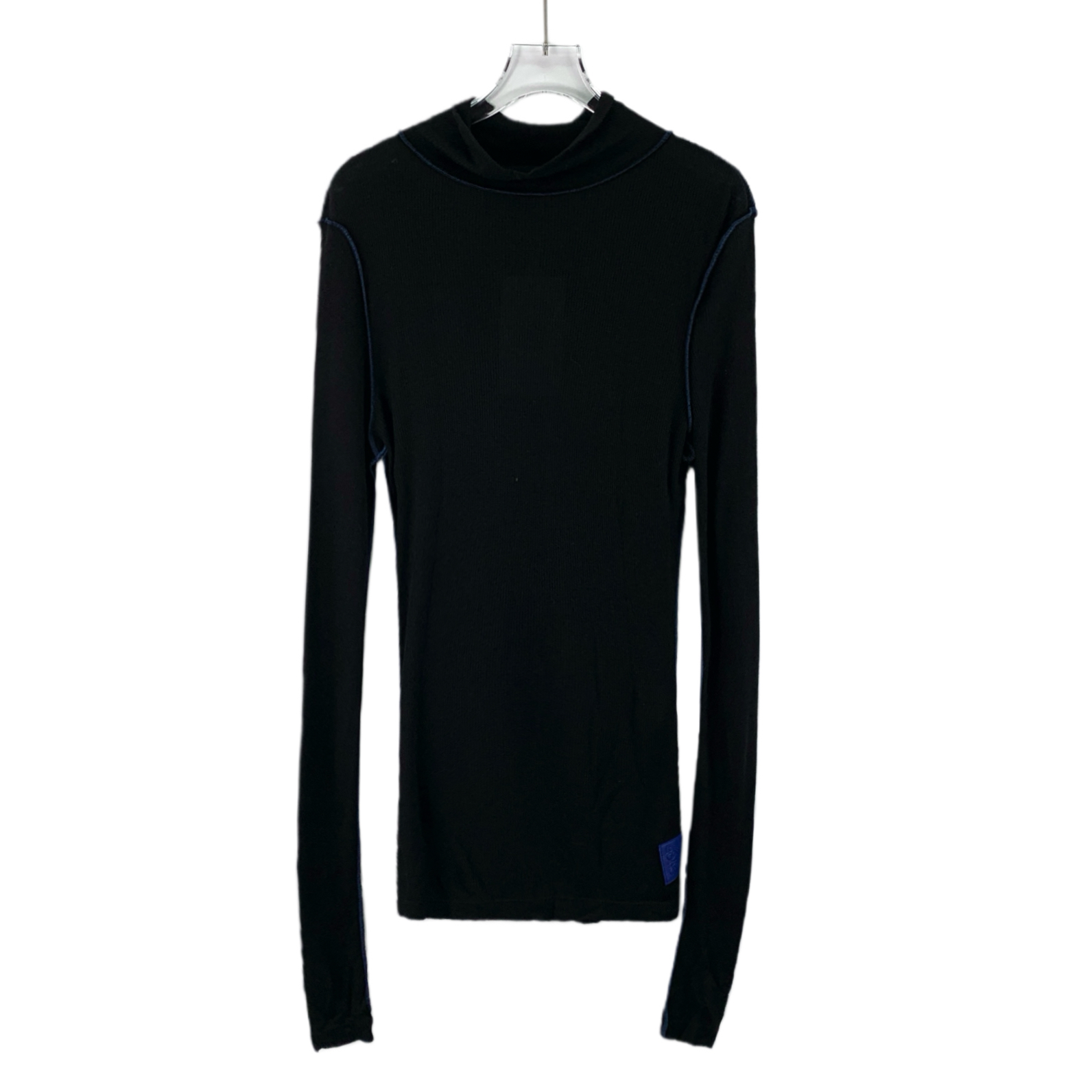 未使用 LOEWE/罗意威  KW0368  黑色logo皮牌压纹圆领针织衫 M码