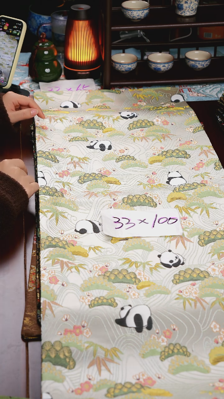 熊猫双面】中国风干泡织锦茶席33*100