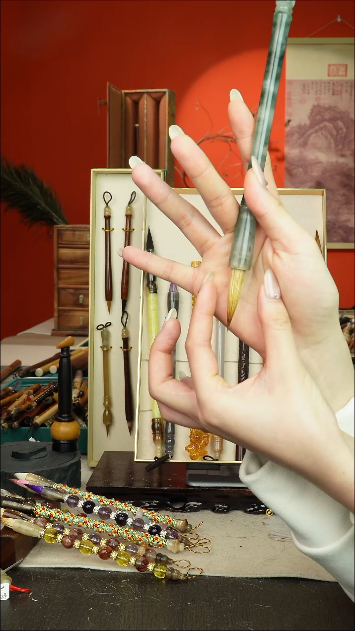 26号闪孤品高货毛笔链接 清水试笔 蘸墨不退