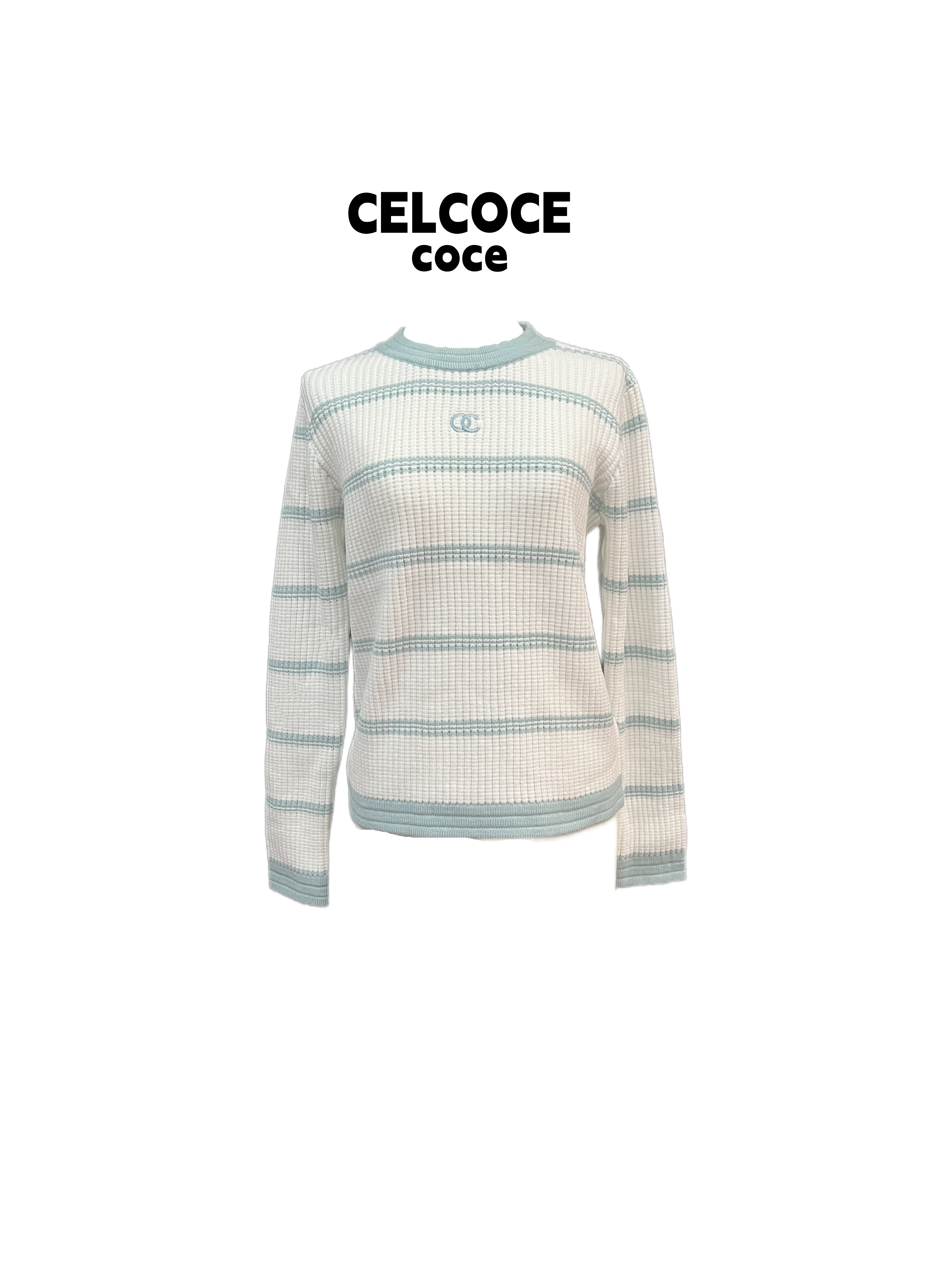 CELCOCE-A84-针织小香风条纹套头修身显瘦毛衣南油高端女-预