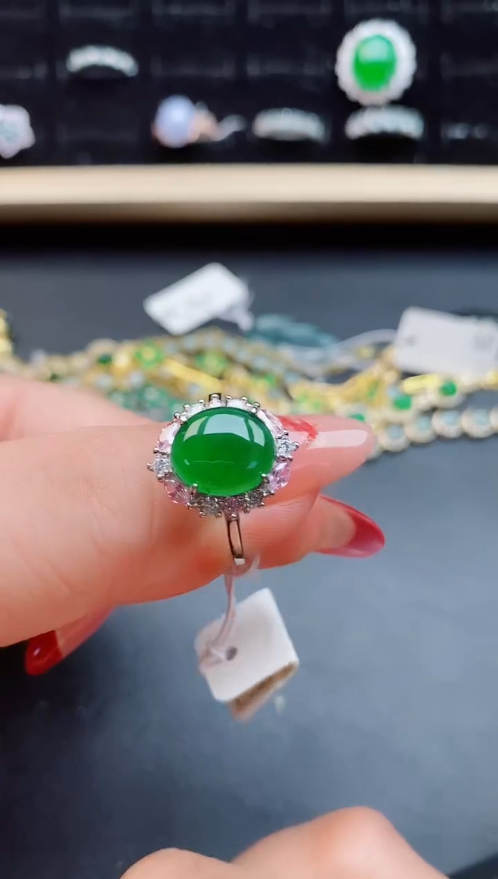 【闪购商品】翡翠戒指银S925镶嵌12112