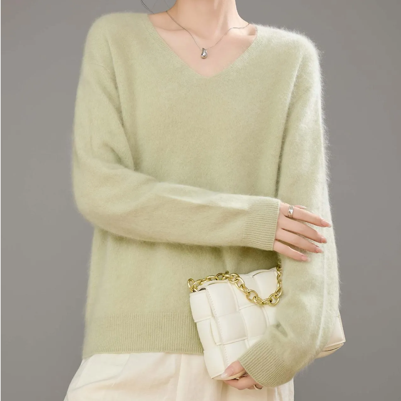 【12.1孤品毛衫】纯色衫宽松型长袖时尚女宽松秋冬保暖27-YM12