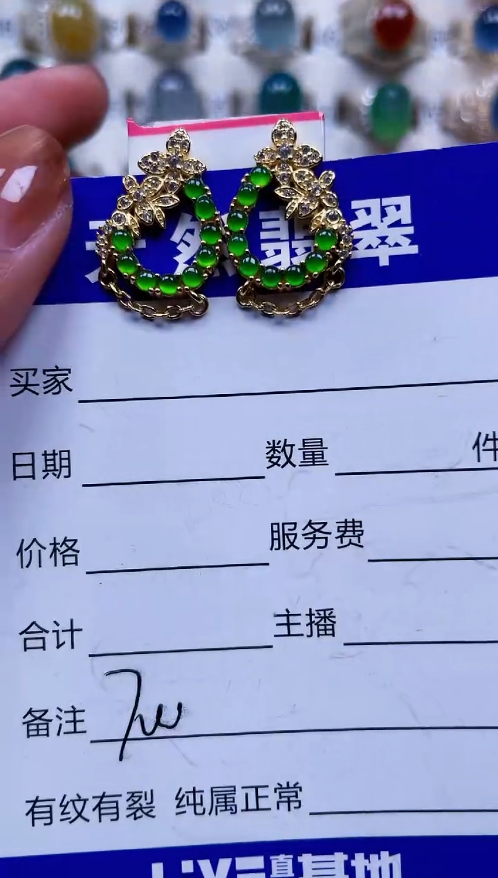 银S925镶嵌翡翠耳饰700