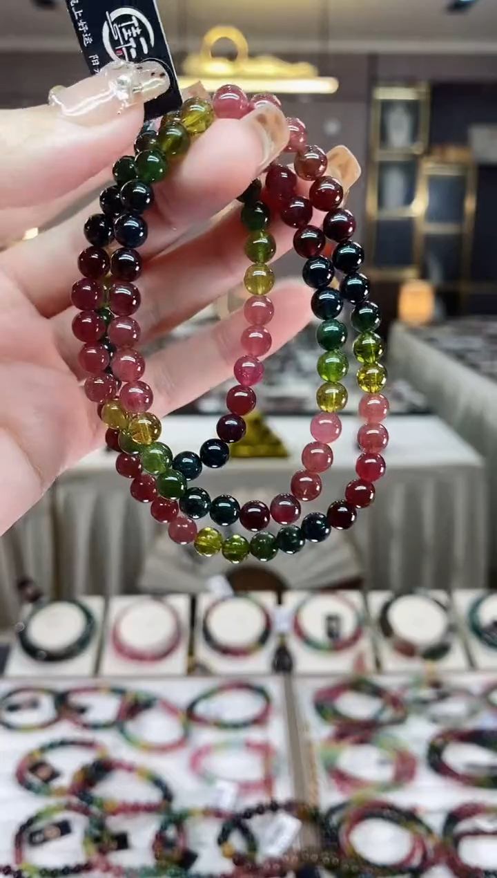 【闪购商品】碧玺三圈手串6mm+未镶嵌一物一证dan