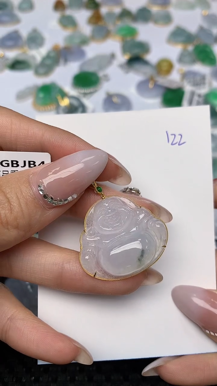 【闪购商品】翡翠颈饰18K金镶嵌天然翡翠A货