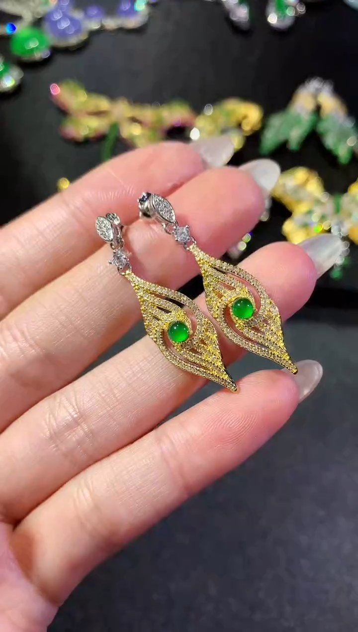 【闪购商品】翡翠耳饰银S925镶嵌151耳饰（多样性发货一件