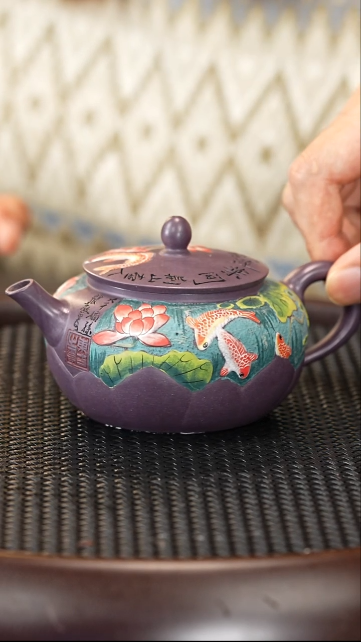 茶壶紫砂57 丁雪英 暮云砂 莲花 220cc