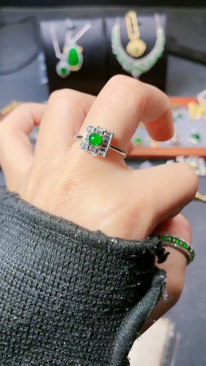 【闪购商品】翡翠戒指银S925镶嵌戒指