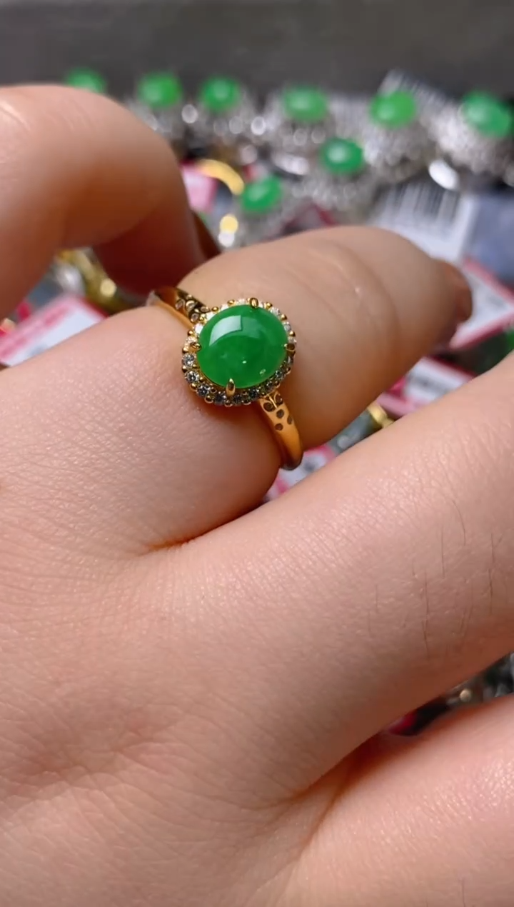 银S925镶嵌戒指翡翠百内无证书