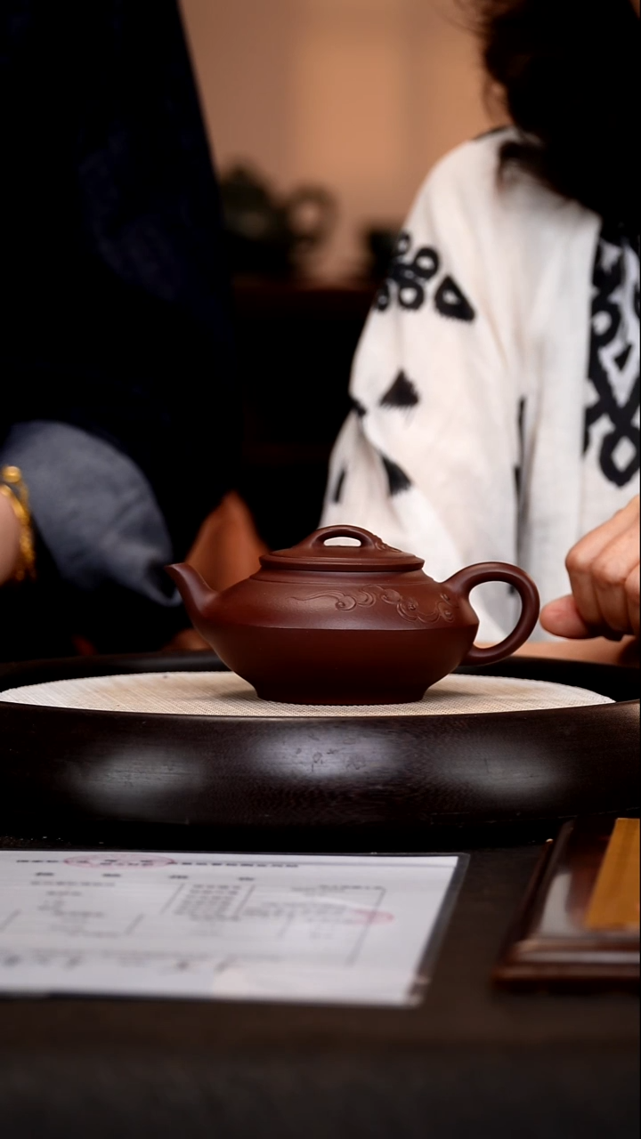 茶壶紫砂GHJ68祥云如意甲级紫泥260cc