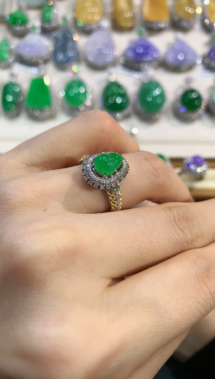 【闪购商品】翡翠戒指18K金镶嵌e20