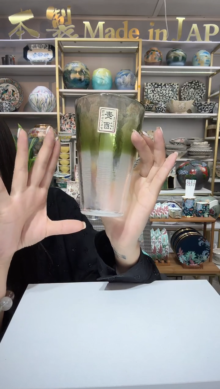 陶瓷400ml阔口杯-杯口淡绿一只