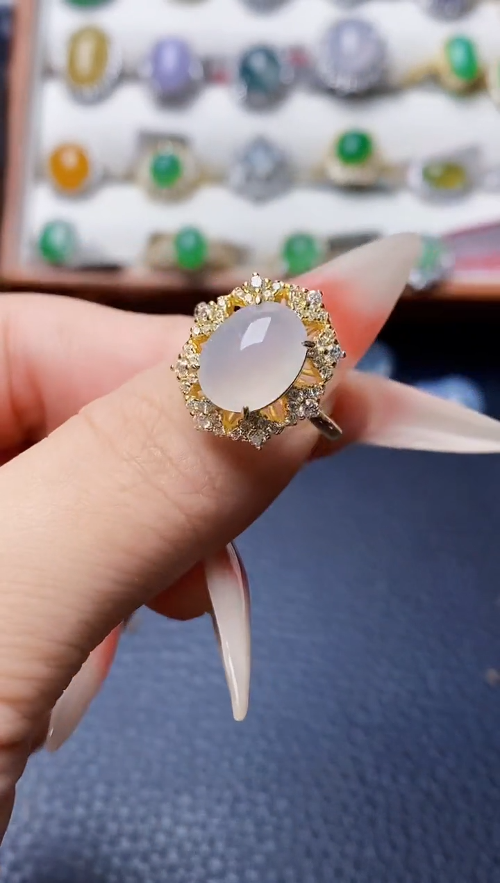 银S925镶嵌戒指翡翠4080