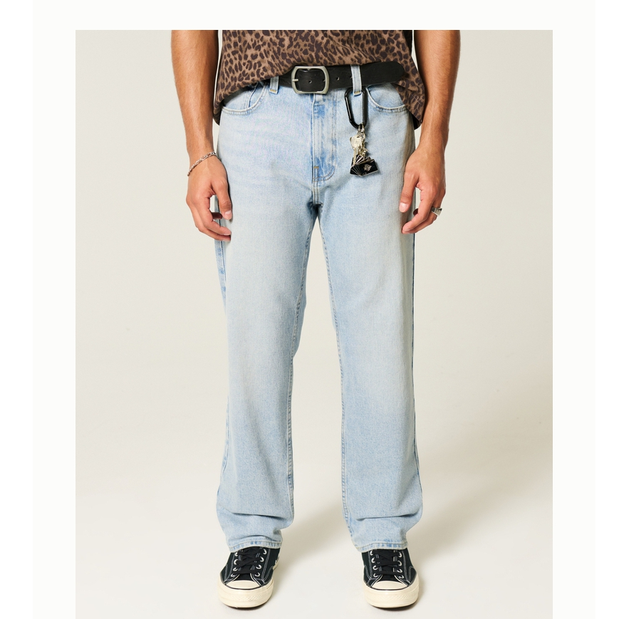 Hollister25秋冬新款美式复古街头直筒水洗牛仔裤男装331-5217