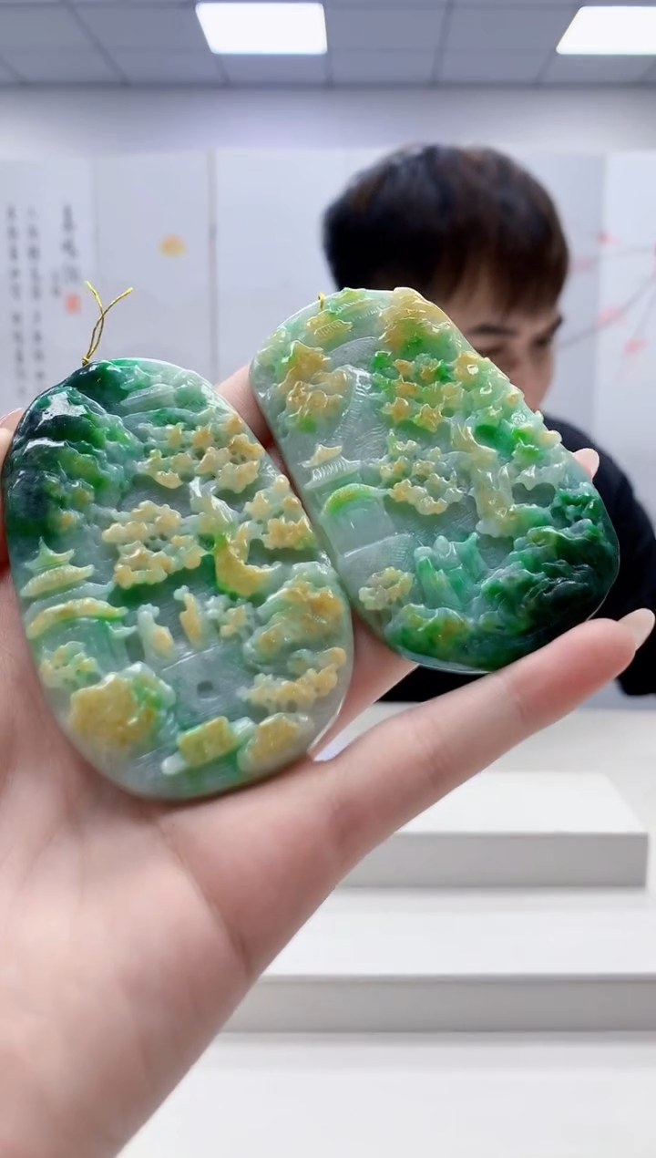 未镶嵌定制翡翠4868jw-毛货挂件一对36