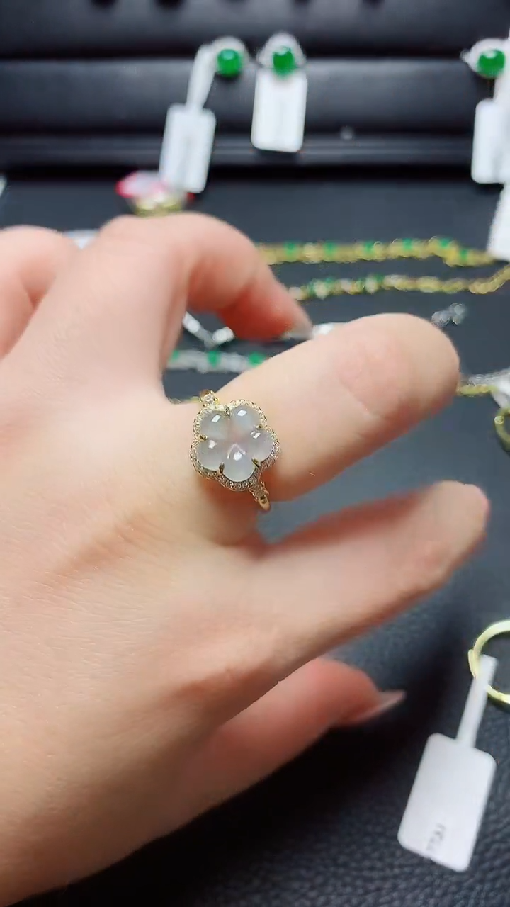 银S925镶嵌戒指翡翠天然翡翠A货s925银镶