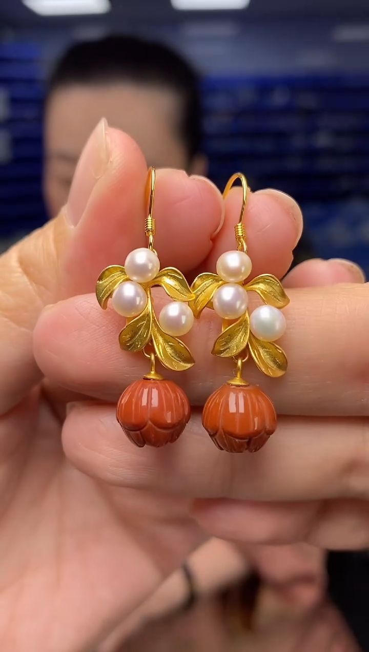 银S925镶嵌耳饰玛瑙/玉髓G14036