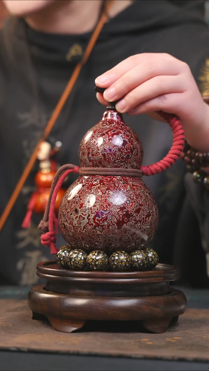 【闪购商品】YU188漆艺酒葫芦不包手串及旋转底座