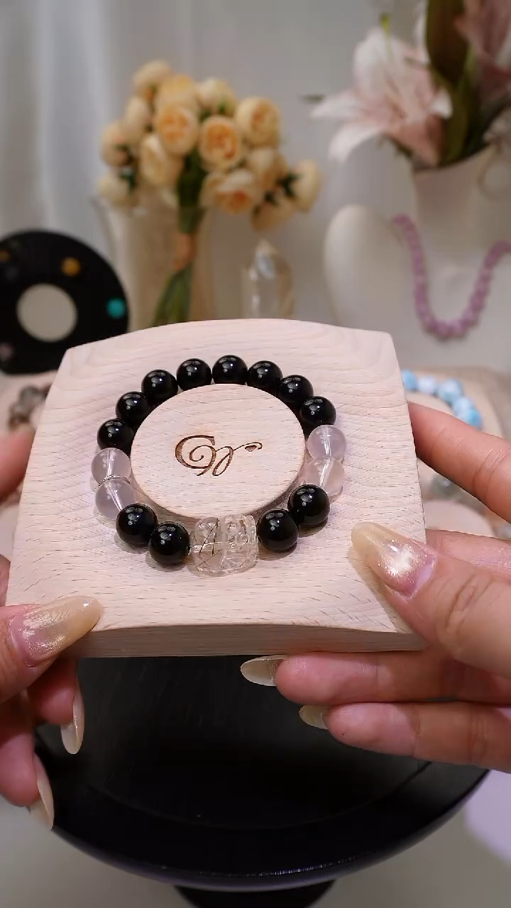 未镶嵌手串水晶黑金超七貔貅手串