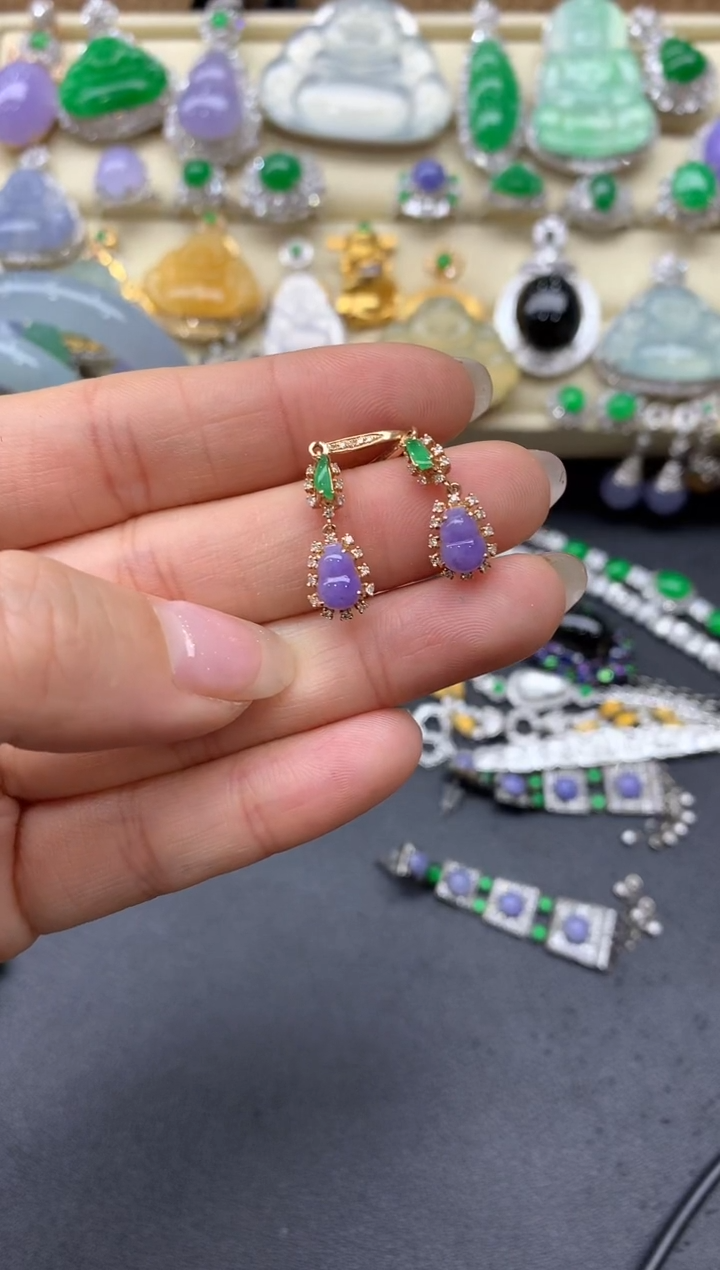 【闪购商品】翡翠耳饰18K金镶嵌354-中国好珍宝