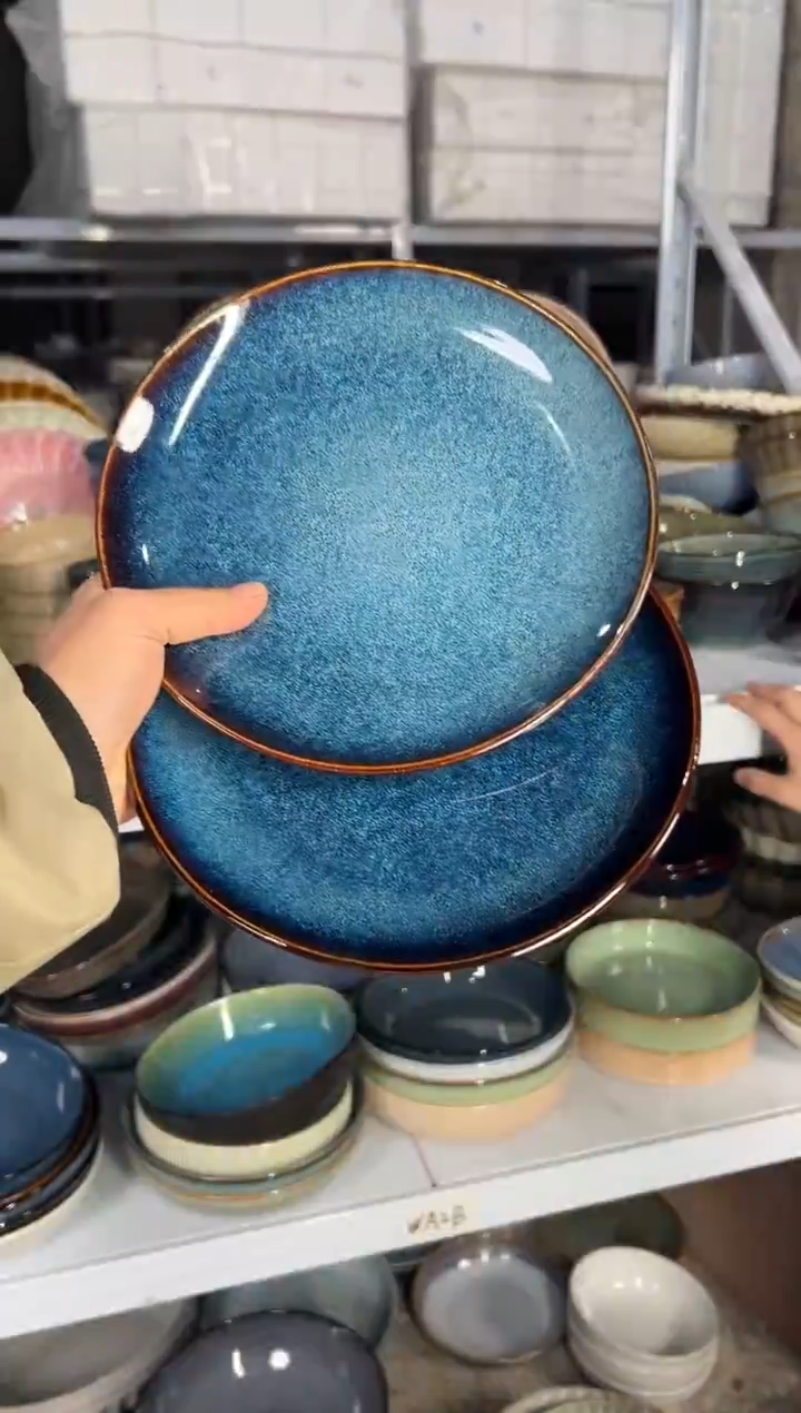 陶瓷外贸尾货瑕疵满20包邮X2 小盘8英寸