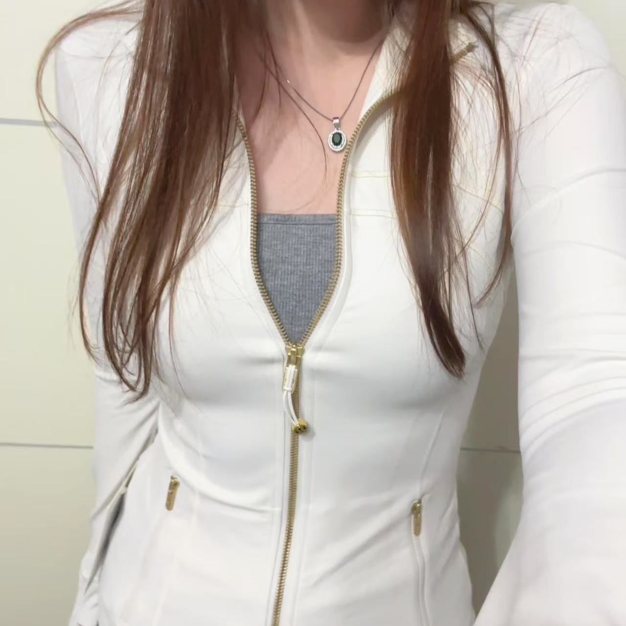 (一毛一样lu)瑜伽服df金标外套立领修身长袖外套运动健身户外