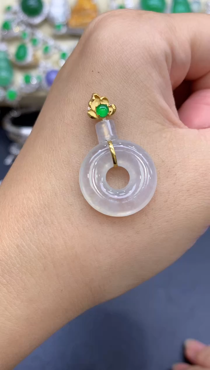 颈饰18K金镶嵌翡翠108-中国好珍宝