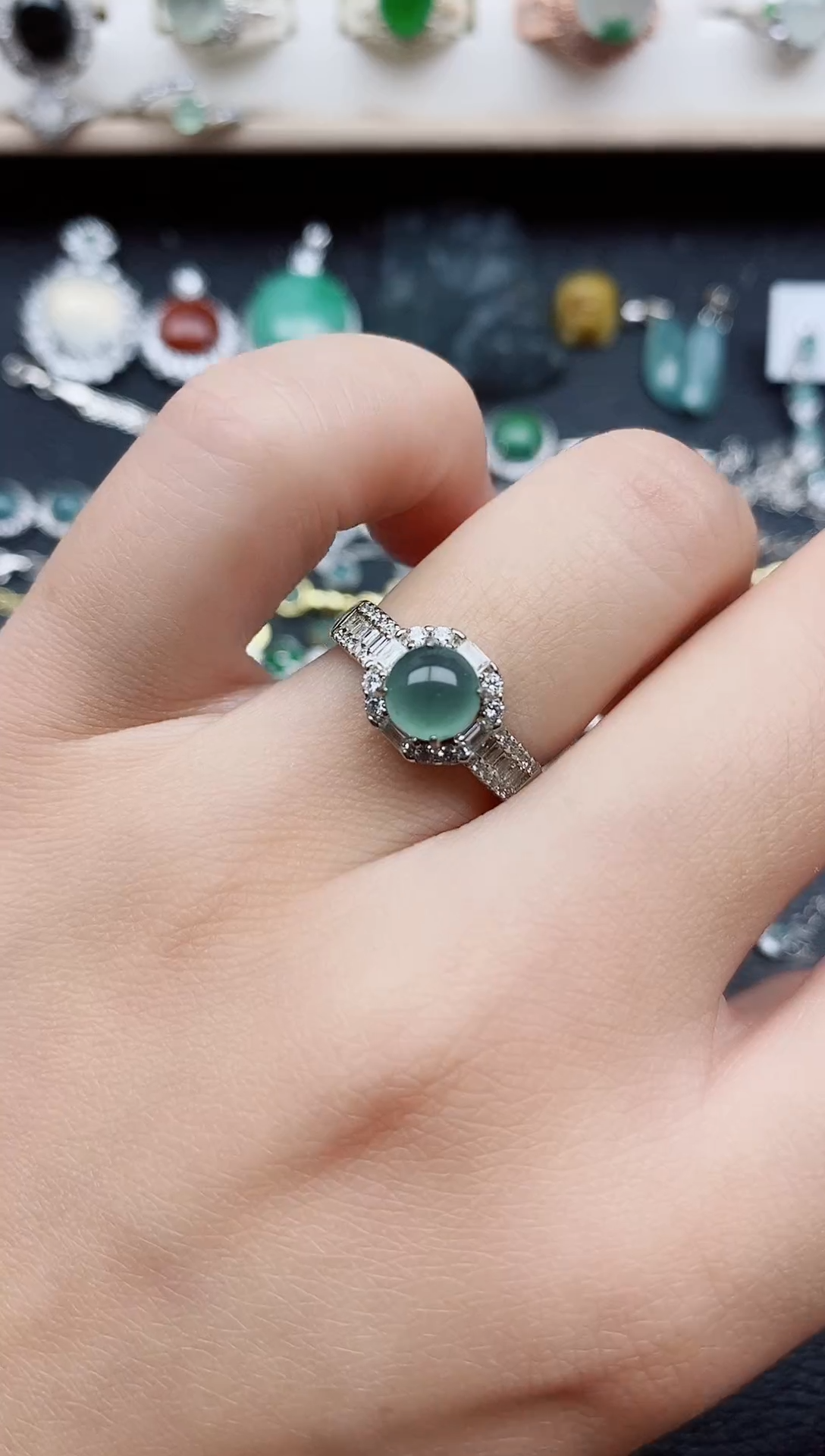【闪购商品】翡翠戒指银S925镶嵌111111