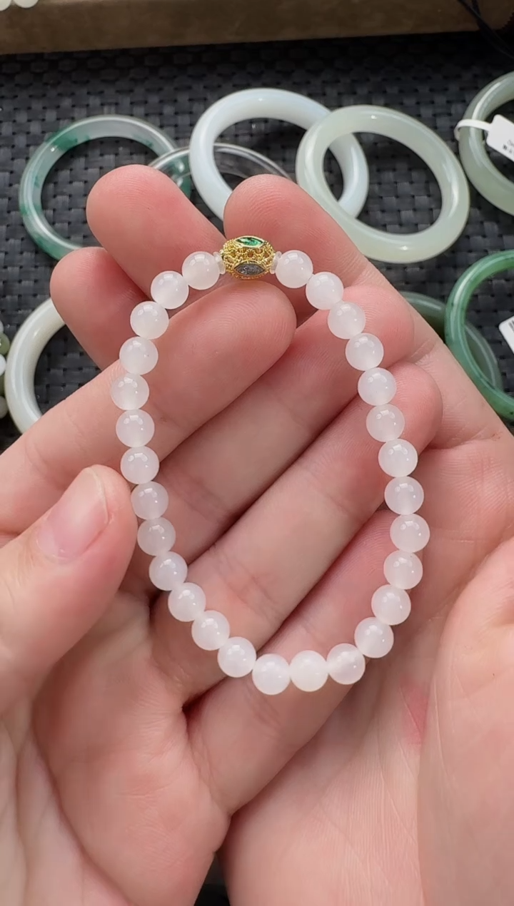 颈饰未镶嵌和田玉6mm手串设计款