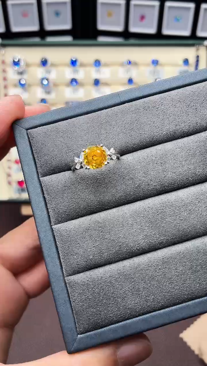 戒指彩色蓝宝石银S925镶嵌001