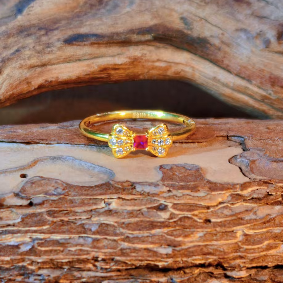 【菲菲专享】足金999 公主蝴蝶结戒指 6D工艺 双12大促圣诞礼物