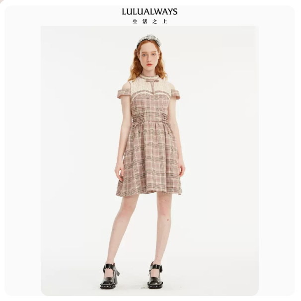 lulualways夏季新款设计感气质无袖束腰桔梗连衣裙OOB5016