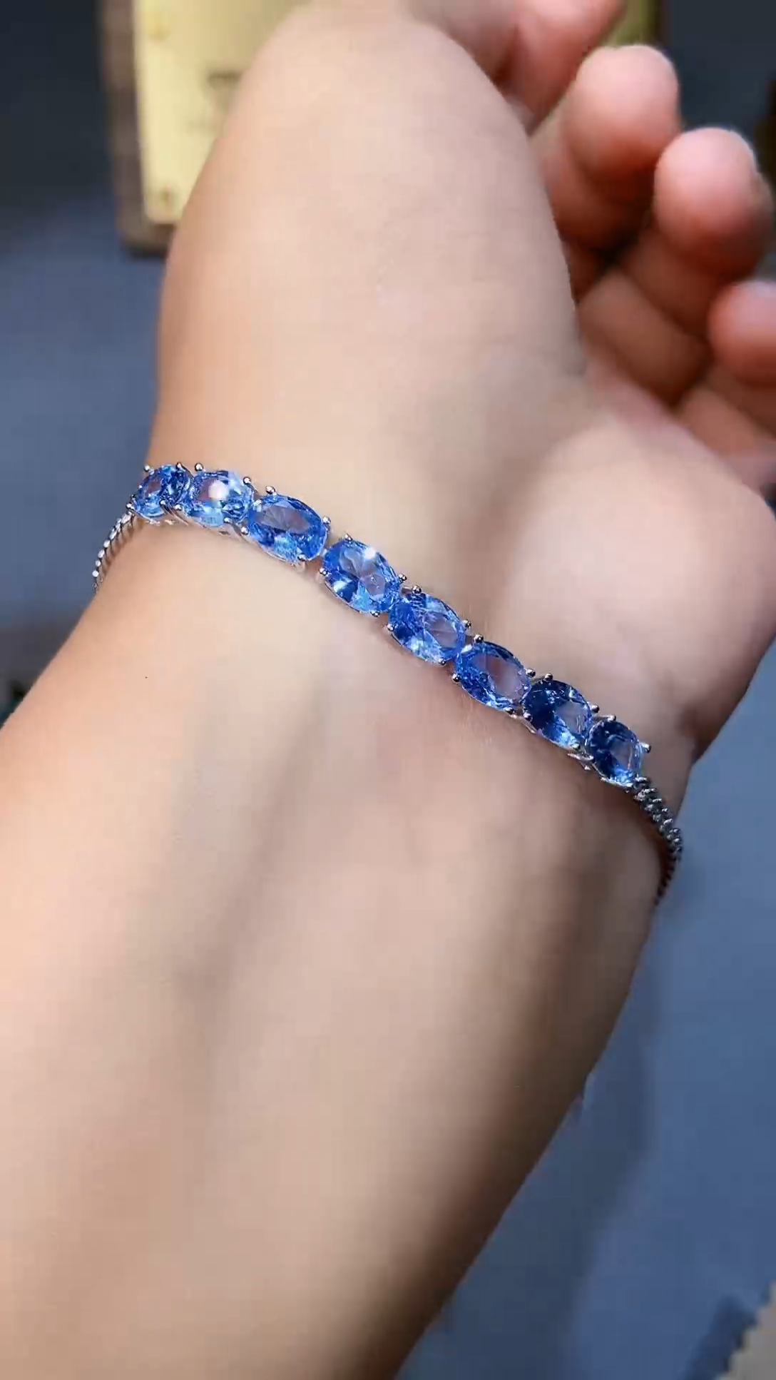 【闪购商品】海蓝宝石手链银S925镶嵌354