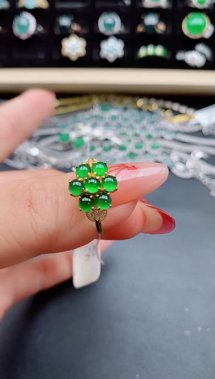 【闪购商品】翡翠戒指银S925镶嵌585080