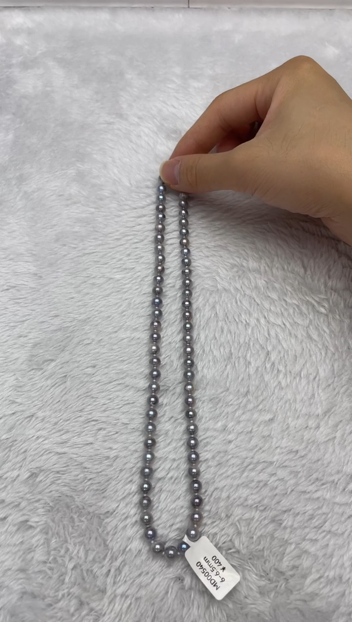项链银S925镶嵌海水珍珠AK真多麻6-6.5mm